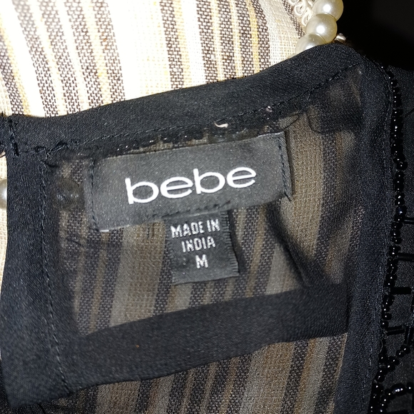 Bebe sleeveless black chiffon and full front beaded top, NWOT, size Med - Picture 6 of 6